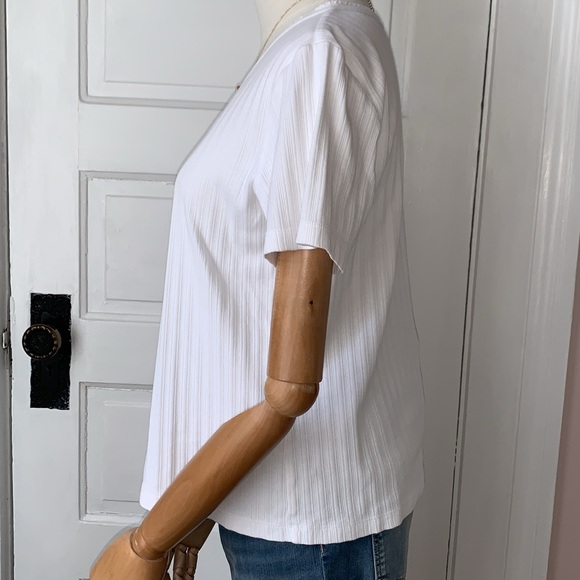 VINTAGE LIZ CLAIBORNE RIBBED V NECK BUTTON DOWN SHORT SLEEVE - Picture 4 of 7